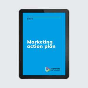 marketing action plan guide on tablet